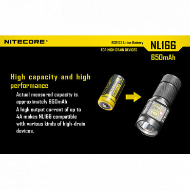 Batterie NITECORE CR2 / RCR123A 650mAh rechargeable