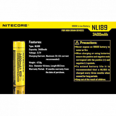 Batería NITECORE 18650 3400mAh recargable
