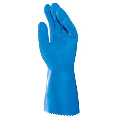 Blue textured dry gloves latex