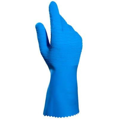 Blue textured dry gloves latex