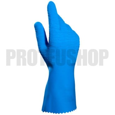 Blue textured dry gloves latex